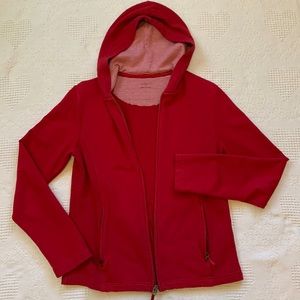 Croft & Barrow Red sweatshirt jacket with red and white striped accent on hood